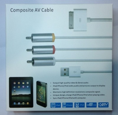 【果ipad2/3 iPhone4s连接电视线/av线 av视频线 工厂优势产品厂家】价格,厂家,图片,苹果数码配件,深圳市芯通电子-